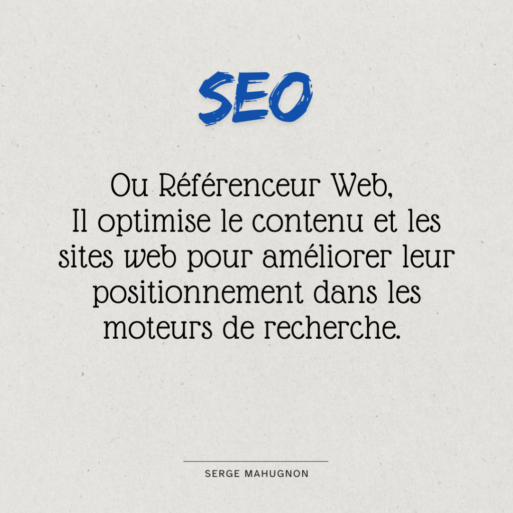 Métiers de référenceur SEO